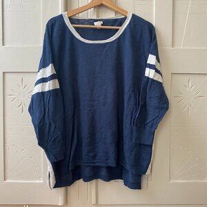 J.Crew Lightweight Collegiate-Style Sweater in Navy and White